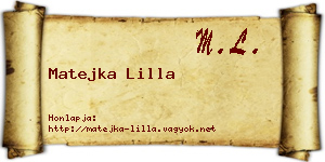 Matejka Lilla névjegykártya